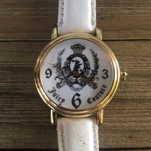 Juicy Couture Limited Edition Y2K Scottie Dog Crest White Leather Watch! GUC